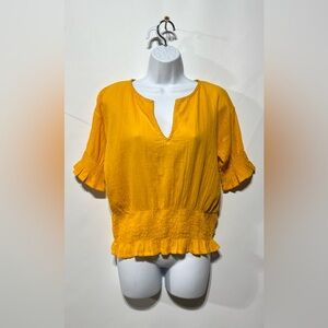 Frye Autumn Blaze Vibrant Yellow Blouse 100% Cotton Size Small New with tags‎